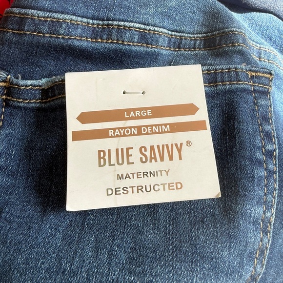 Blue Savvy Maternity Jeans with Faded Wash- Size L - Picture 3 of 8